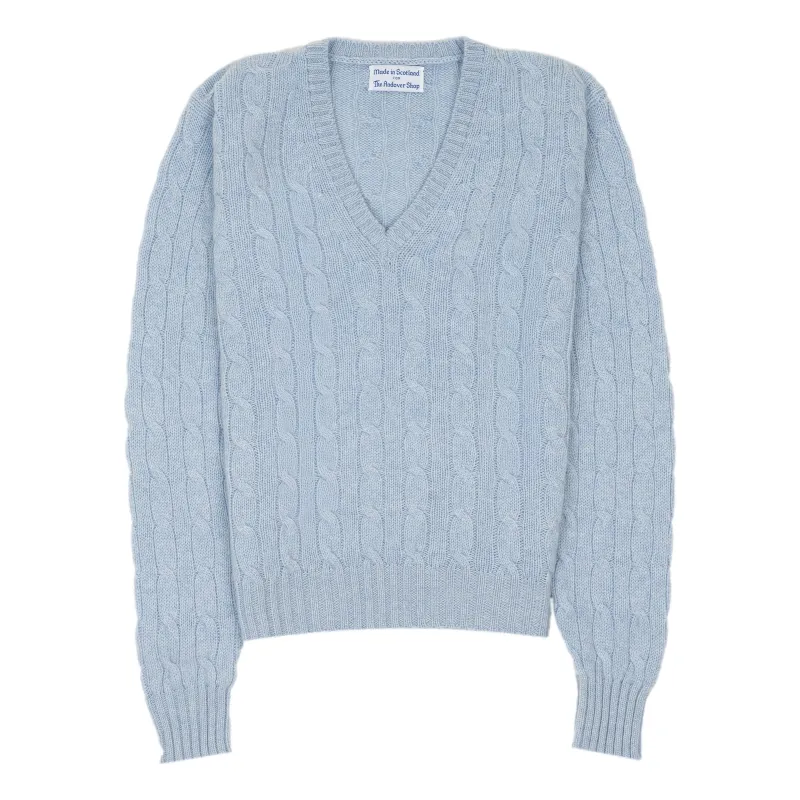 Women's Pure Cashmere Fleetwood Cable V-Neck Sweater sold by The Andover Shop