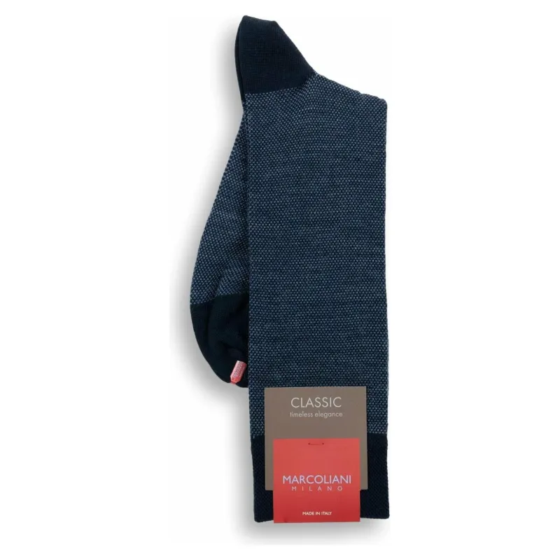 Extrafine Merino Wool Birdseye Mid-Calf Dress Socks made by Marcoliani
