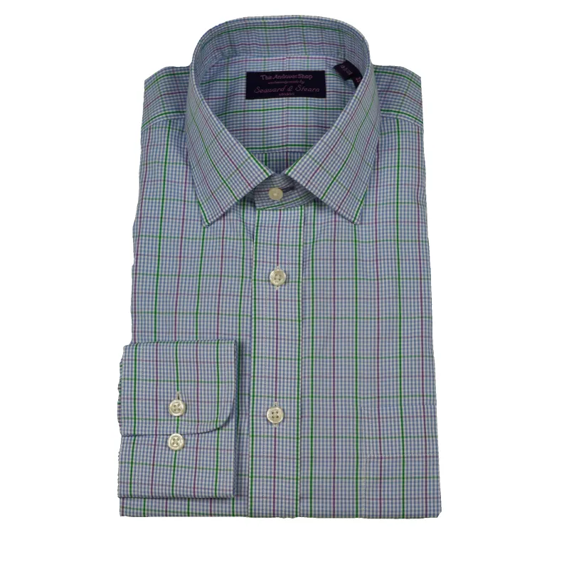 Blue Check with Windowpane Spread Collar Dress Shirt sold by The Andover Shop