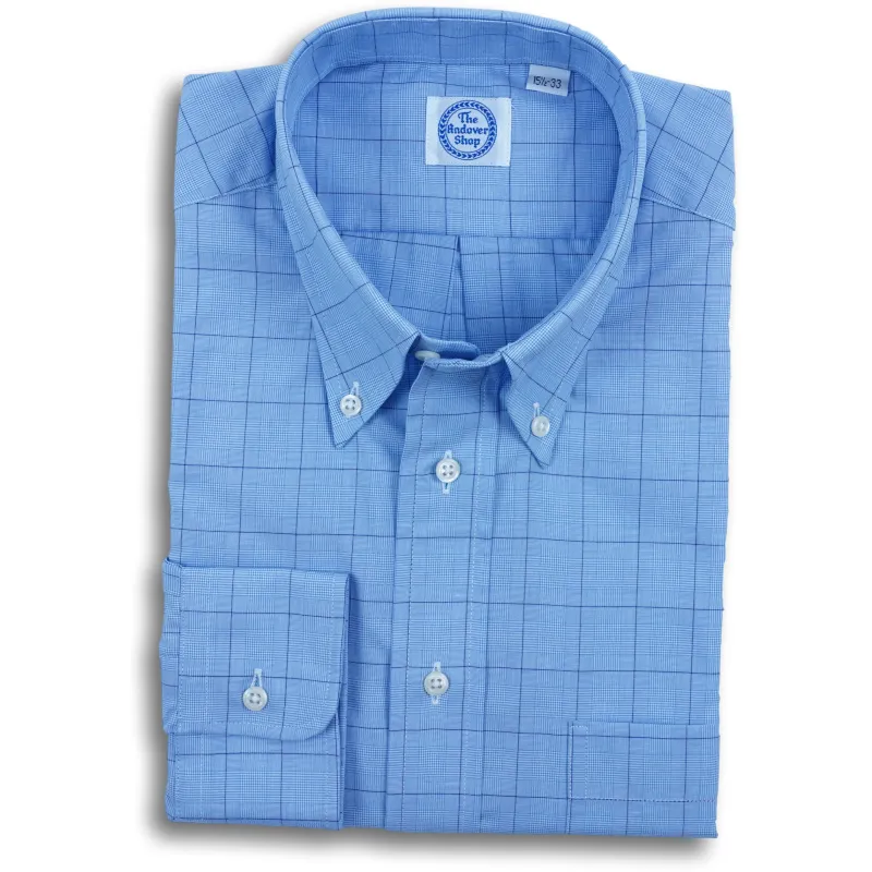 Blue Prince of Wales with Navy Windowpane Broadcloth Button Down Dress Shirt sold by The Andover Shop