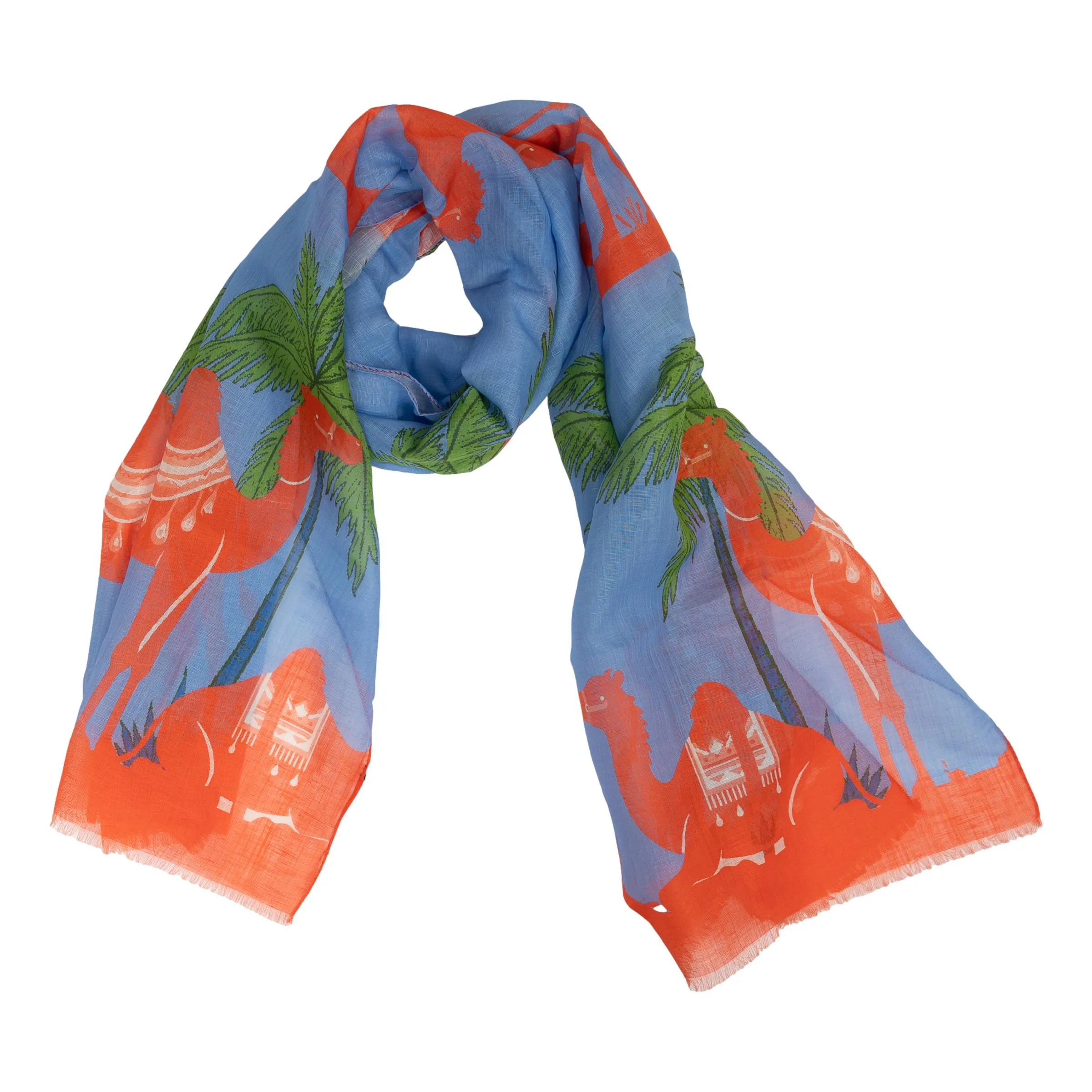 Camel Cotton and Linen Blend Scarf sold by The Andover Shop