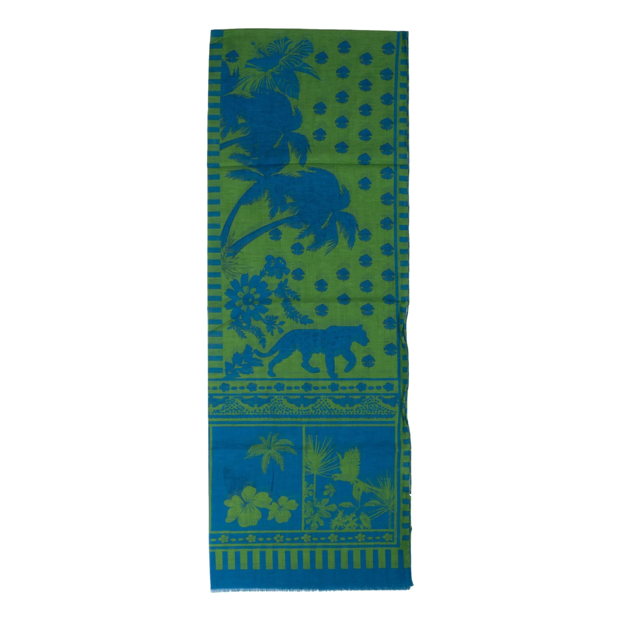 Leopard and Parrot Cotton and Linen Blend Scarf sold by The Andover Shop product image thumbnail 4
