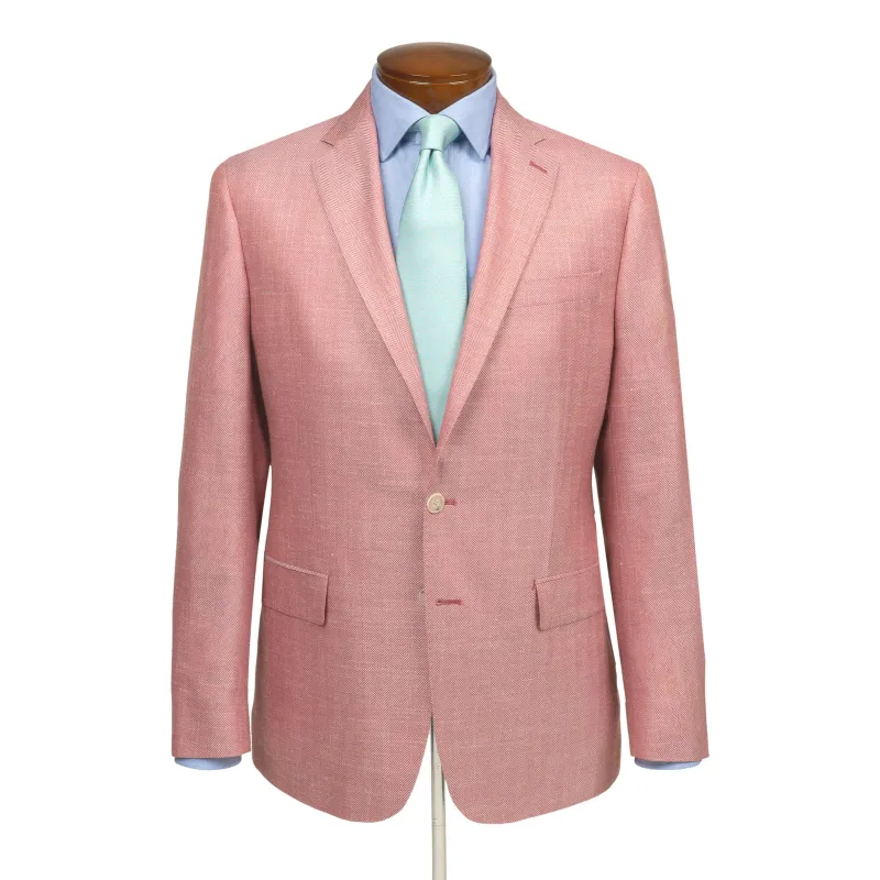 Raspberry Herringbone Wool, Silk, and Linen Sport Coat sold by The Andover Shop