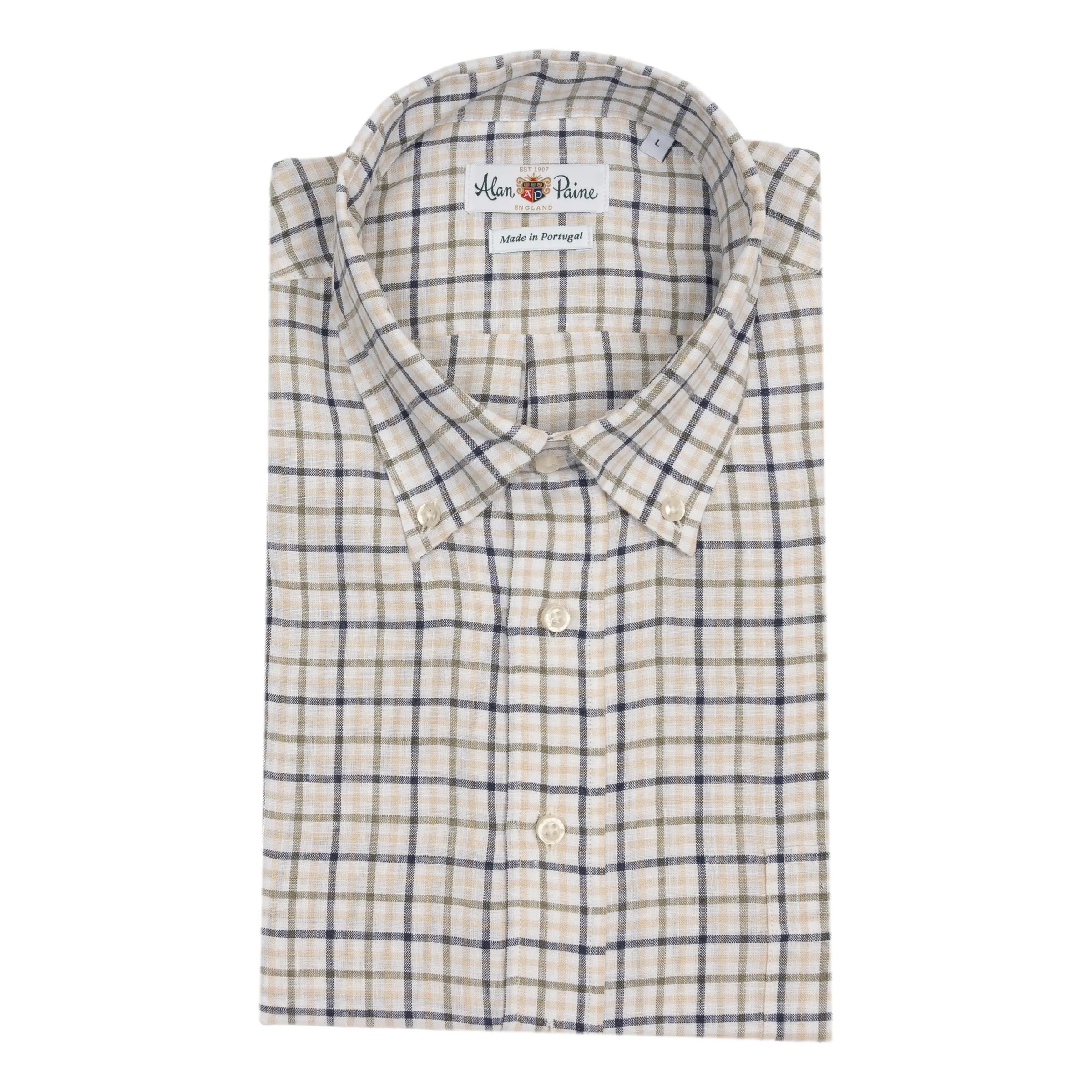 Navy, Olive, and Khaki Linen Button Down Sport Shirt sold by The Andover Shop