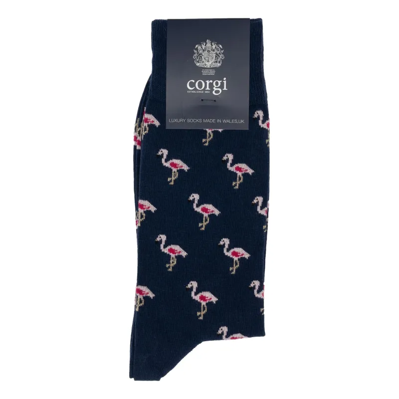 Flamingo Cotton Midcalf Dress Sock made by The Andover Shop