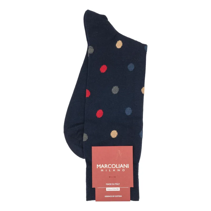 Multi Color Dots Pima Cotton Mid-Calf Dress Socks made by Marcoliani
