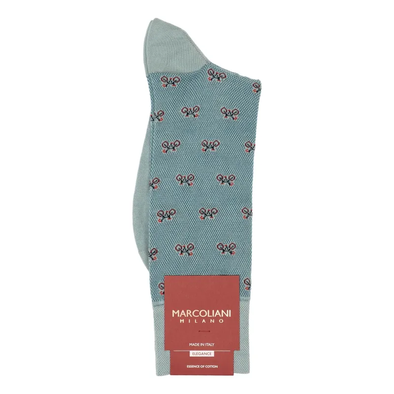 Tiny Bike Pima Cotton Mid-Calf Dress Socks made by Marcoliani