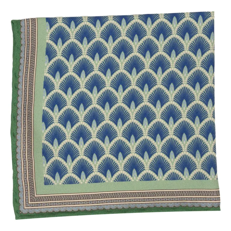 Abstract Peacock Patterned Silk Pocket Square sold by The Andover Shop