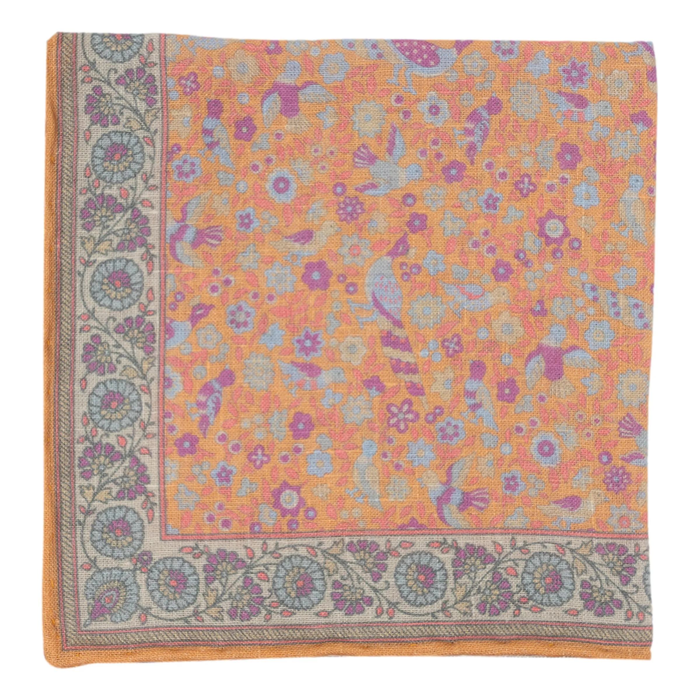 Spring Birds and Flowers Linen Pocket Square sold by The Andover Shop product image thumbnail 3