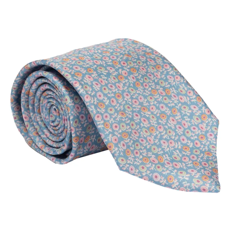 Liguria Flower Print Silk Tie sold by The Andover Shop