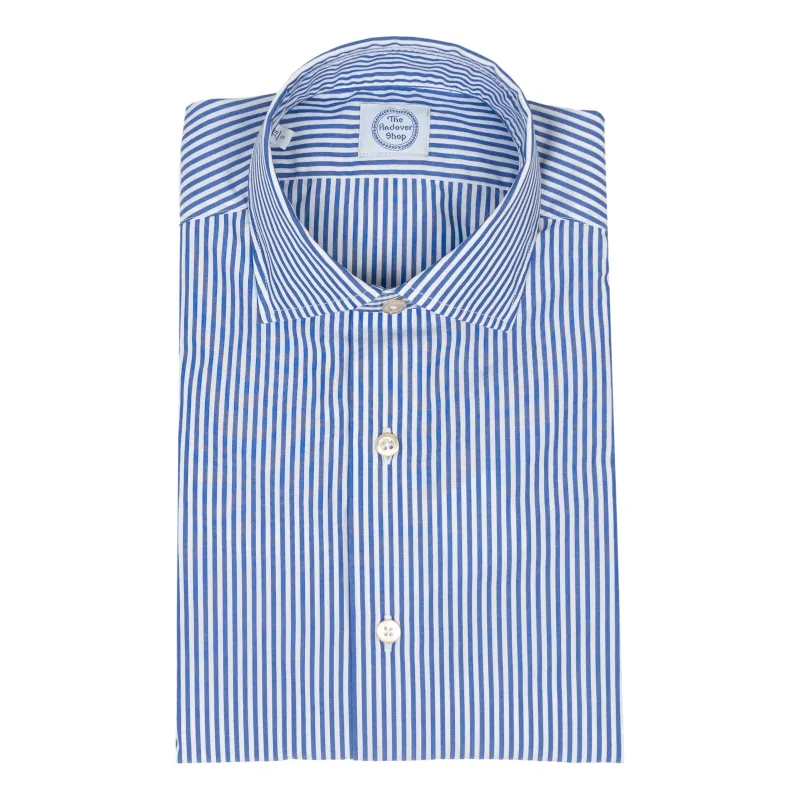 Blue Stripe Trim Fit Spread Collar Sport Shirt sold by The Andover Shop