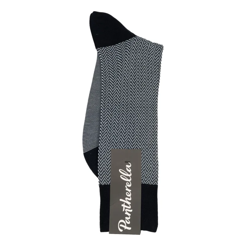 Fabian Herringbone Cotton Mid-Calf Dress Socks made by Pantherella