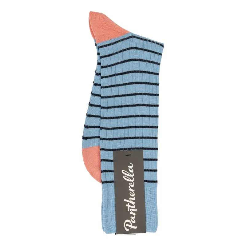 Downe Stripe Cotton Mid-Calf Dress Socks made by Pantherella