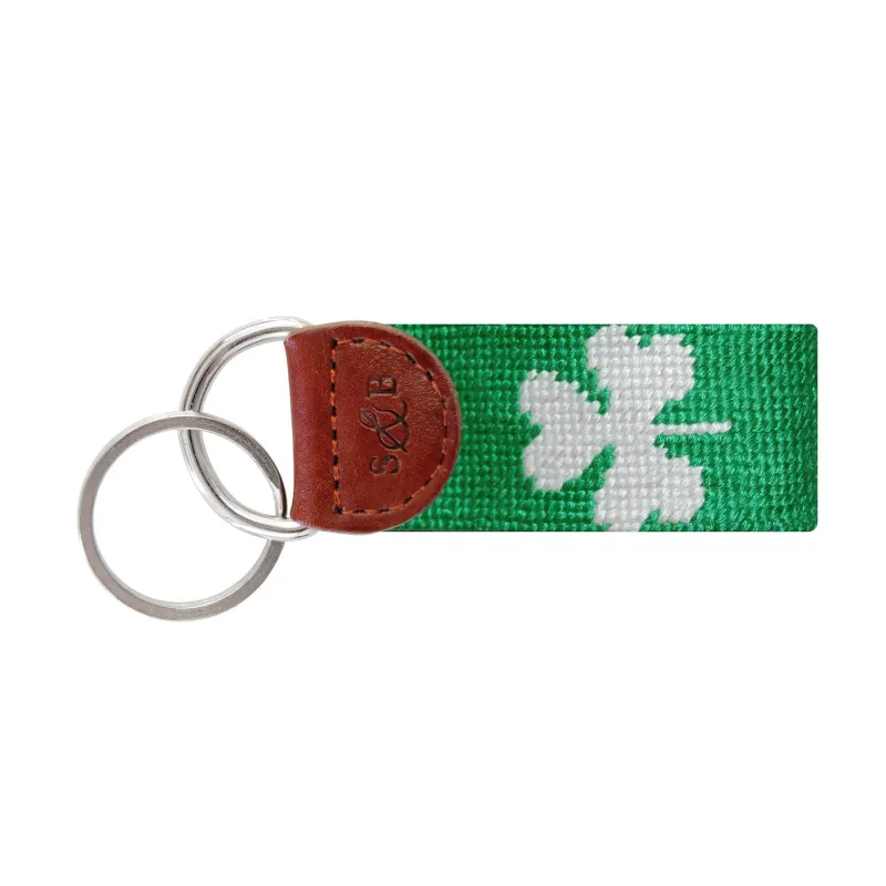 Green Shamrock Needlepoint Key Fob made by The Andover Shop
