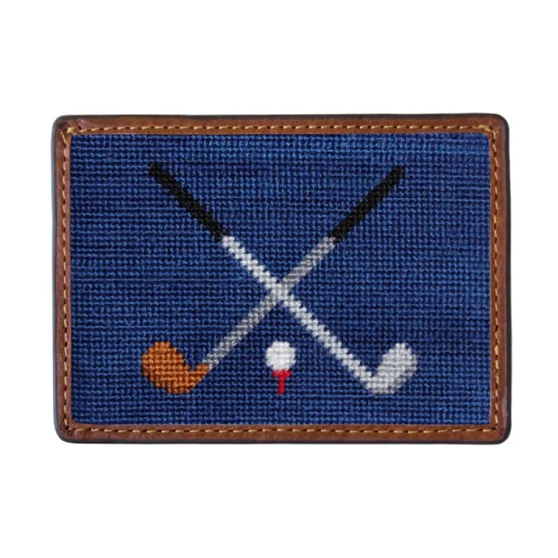 Crossed Golf Clubs Needlepoint Card Wallet made by The Andover Shop