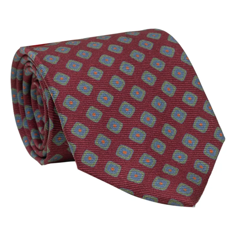Diamond Shield Print Silk Tie made by The Andover Shop