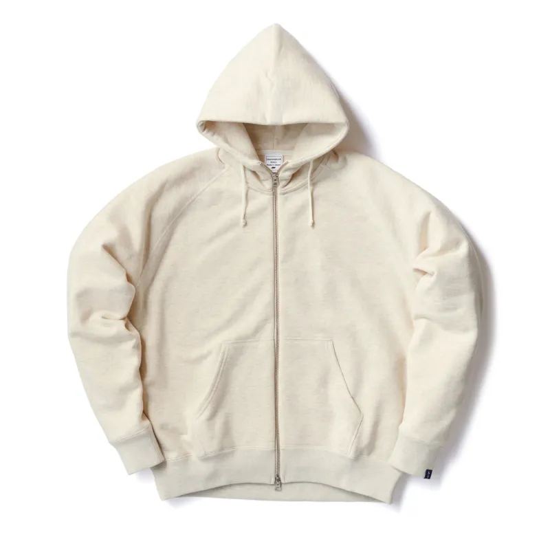LW323 Relaxed Fit High Zip Hoodie - Oatmeal made by Loopwheeler