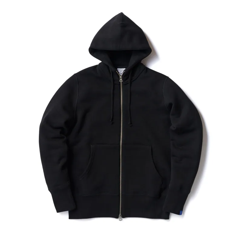 LW290 High Zip Hoodie - Black made by Loopwheeler