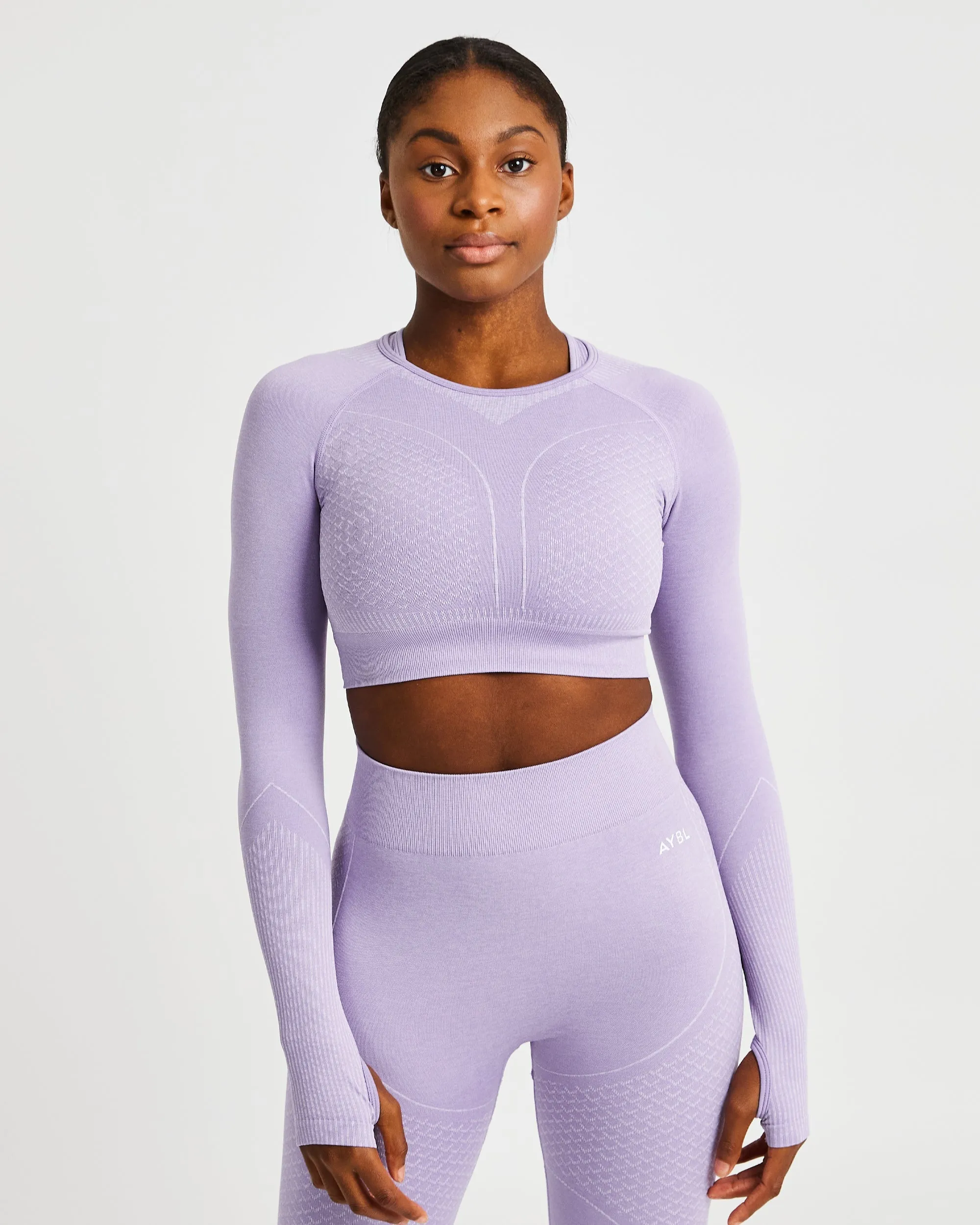 Impact Seamless Long Sleeve Crop Top - Lilac sold by AYBL