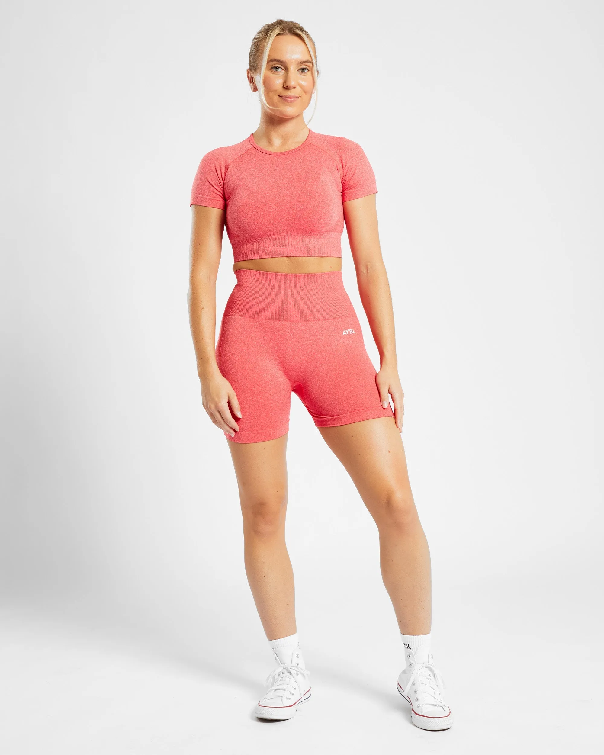 Empower Seamless Crop Top - Coral Red Marl sold by AYBL product image thumbnail 3