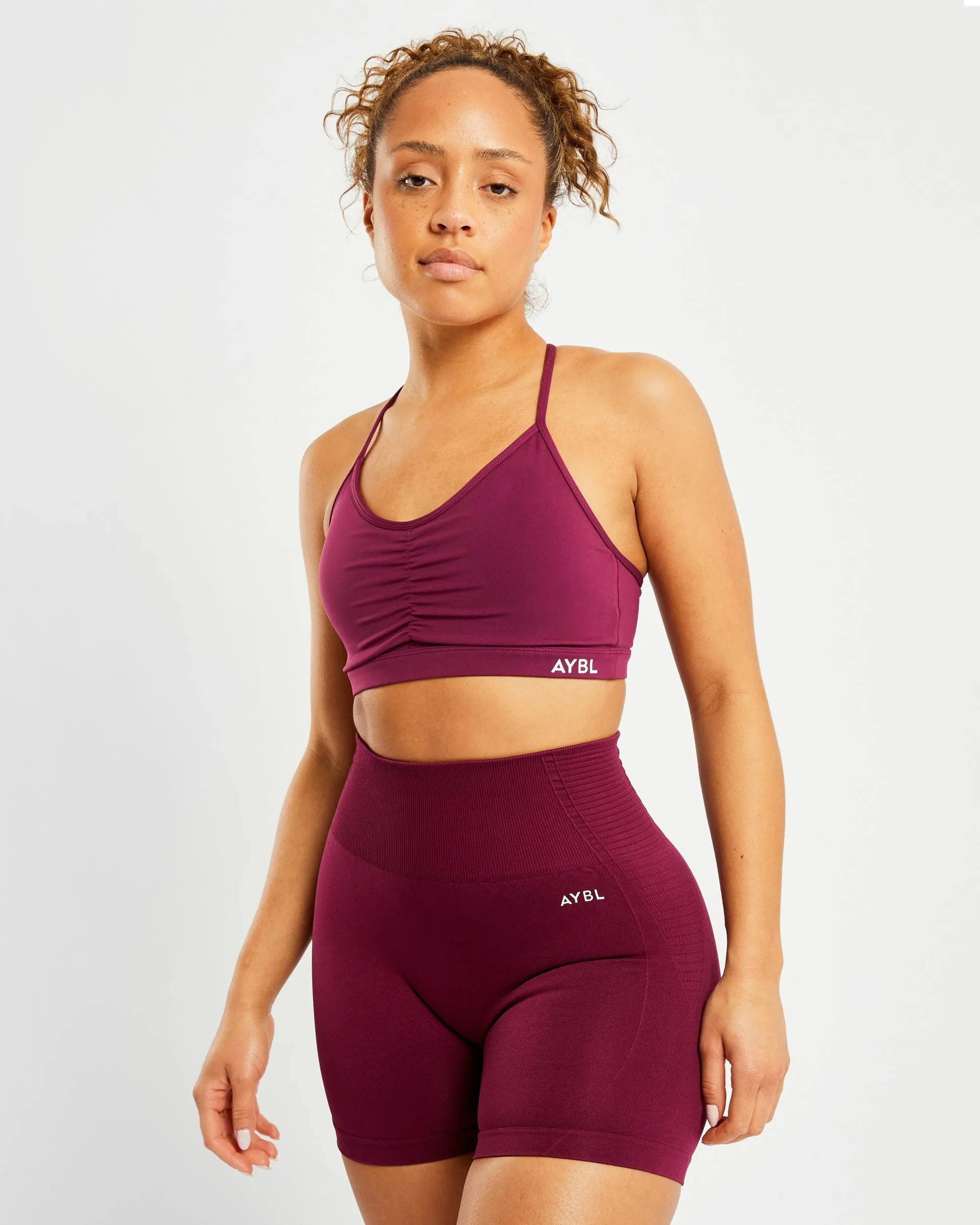 Essential Ruched Sports Bra - Purple Wine sold by AYBL