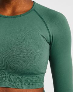 Elevate Seamless Long Sleeve Crop Top - Green sold by AYBL