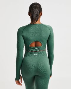 Elevate Seamless Long Sleeve Crop Top - Green sold by AYBL