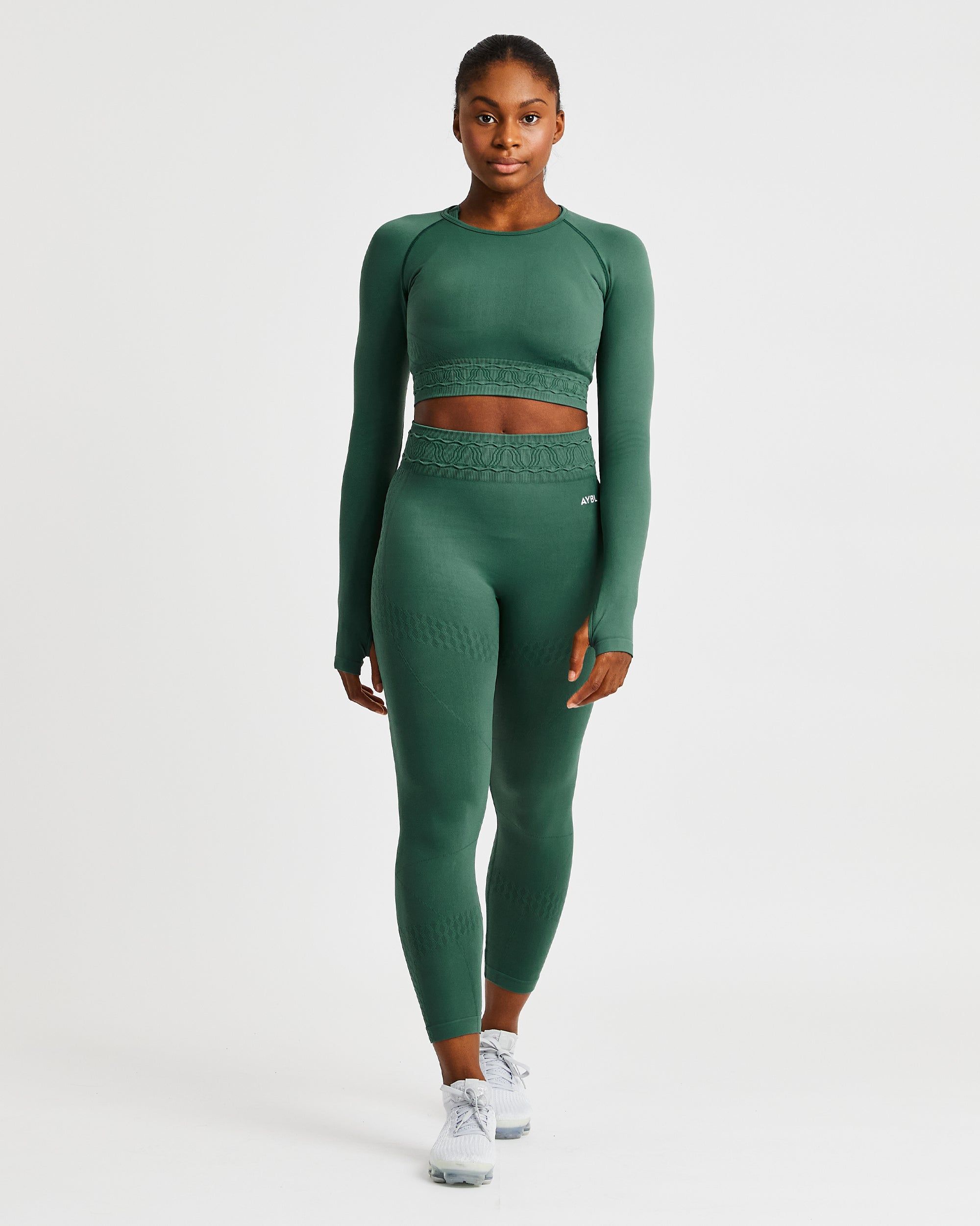 Elevate Seamless Long Sleeve Crop Top - Green sold by AYBL product image thumbnail 3