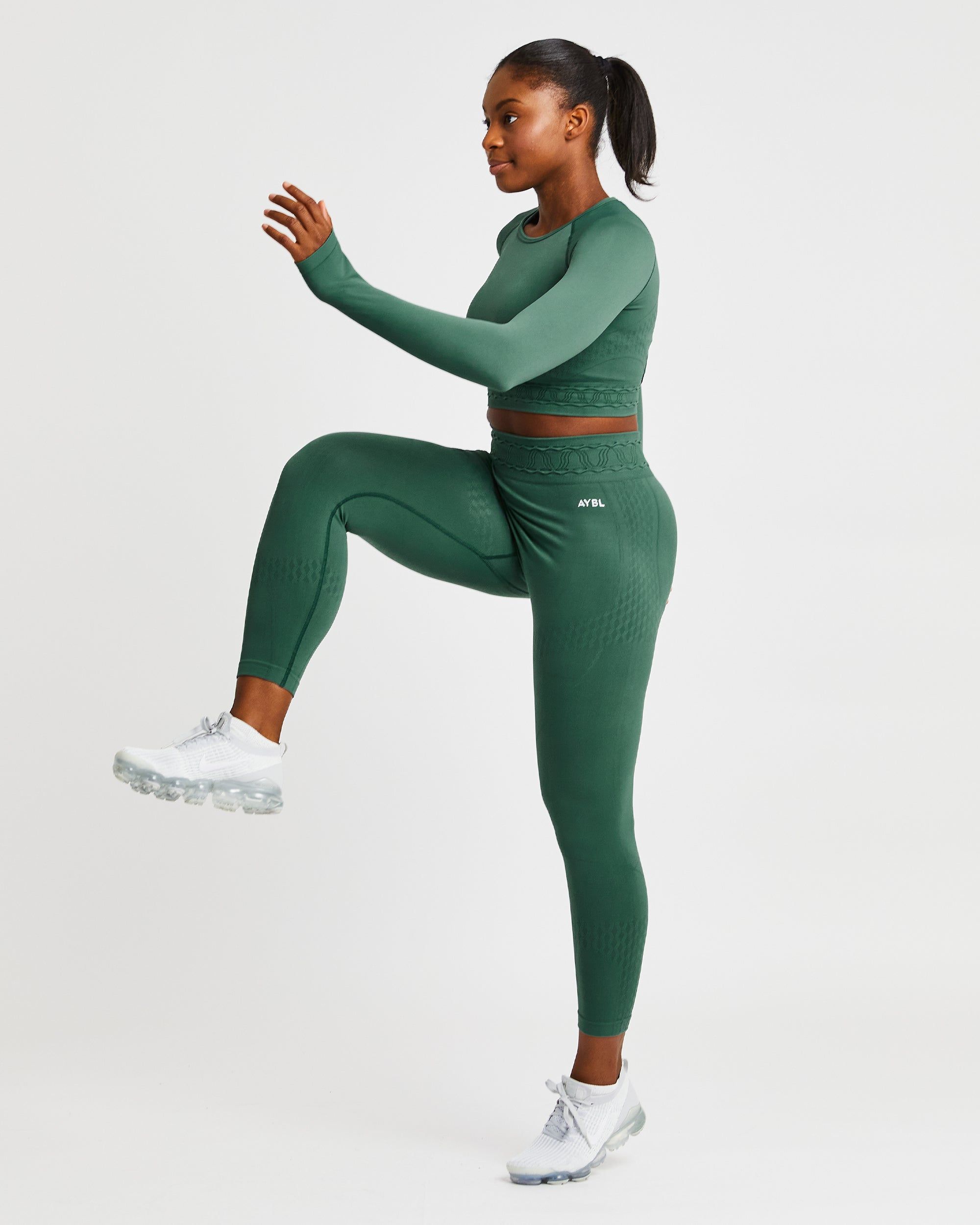 Elevate Seamless Long Sleeve Crop Top - Green sold by AYBL product image thumbnail 7