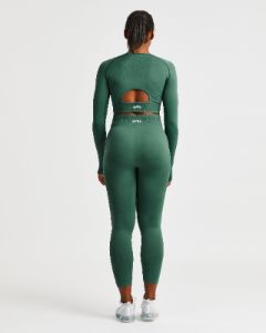 Elevate Seamless Long Sleeve Crop Top - Green sold by AYBL