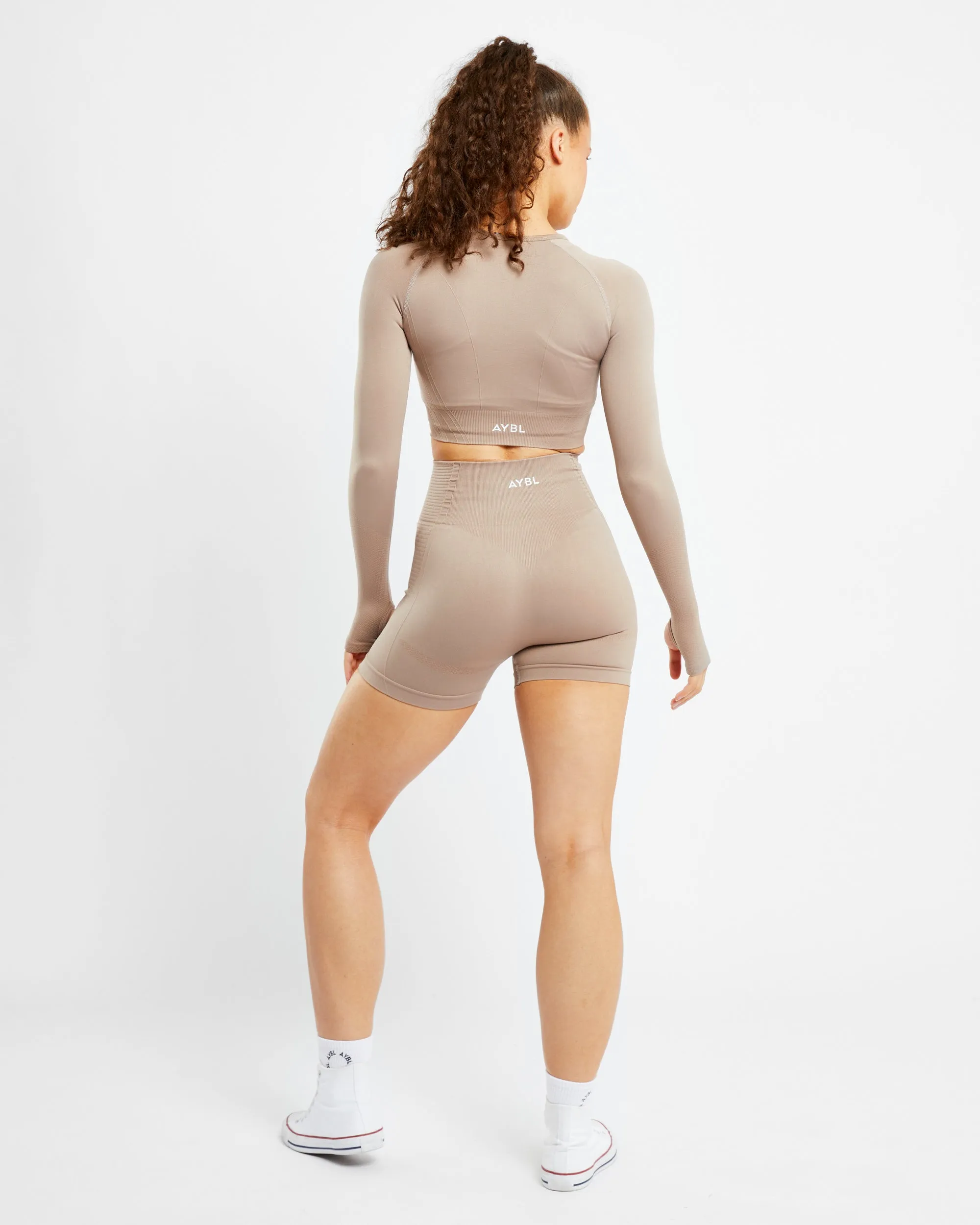 Balance V2 Seamless Long Sleeve Crop Top - Mocha sold by AYBL product image thumbnail 4