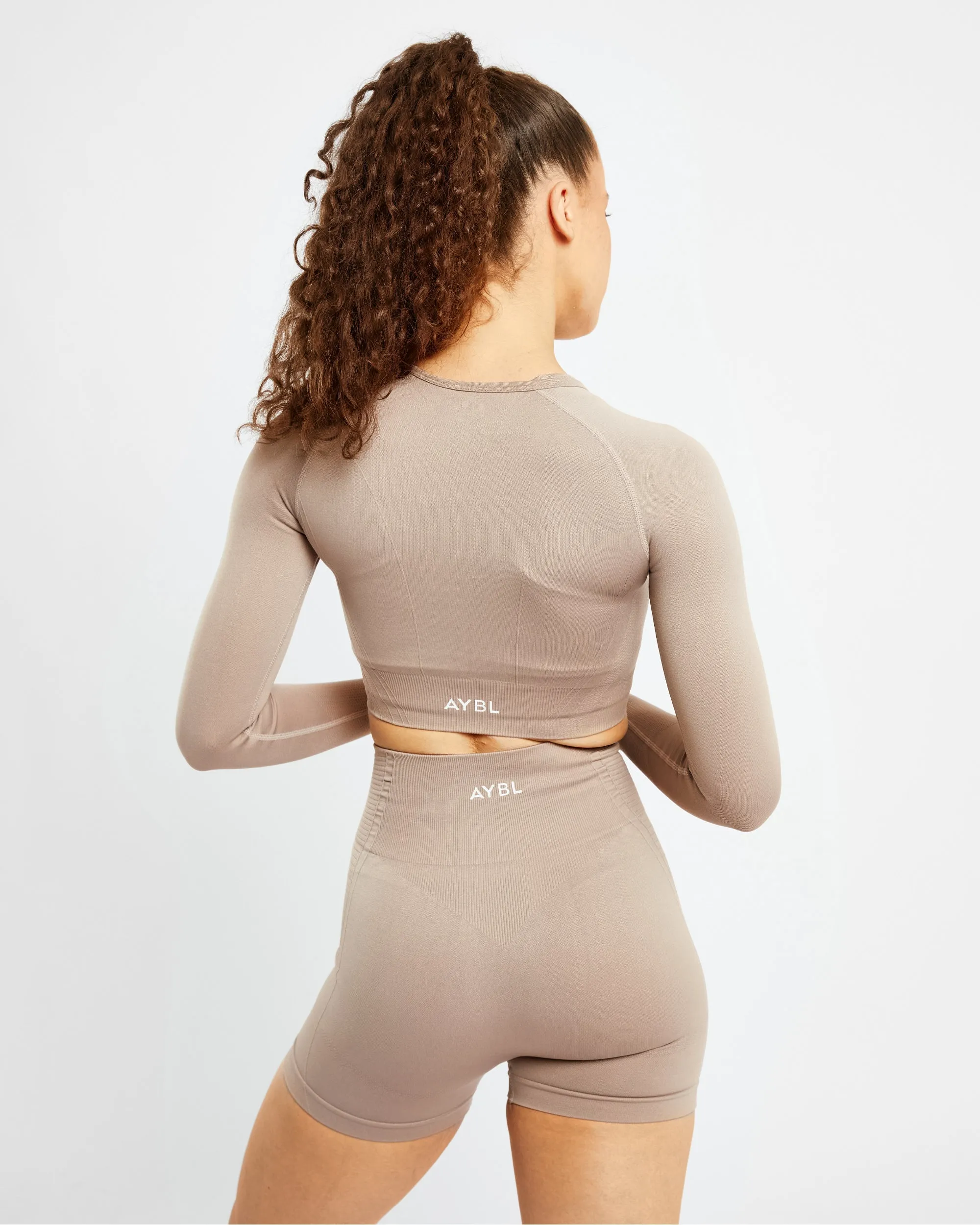 Balance V2 Seamless Long Sleeve Crop Top - Mocha sold by AYBL product image thumbnail 2
