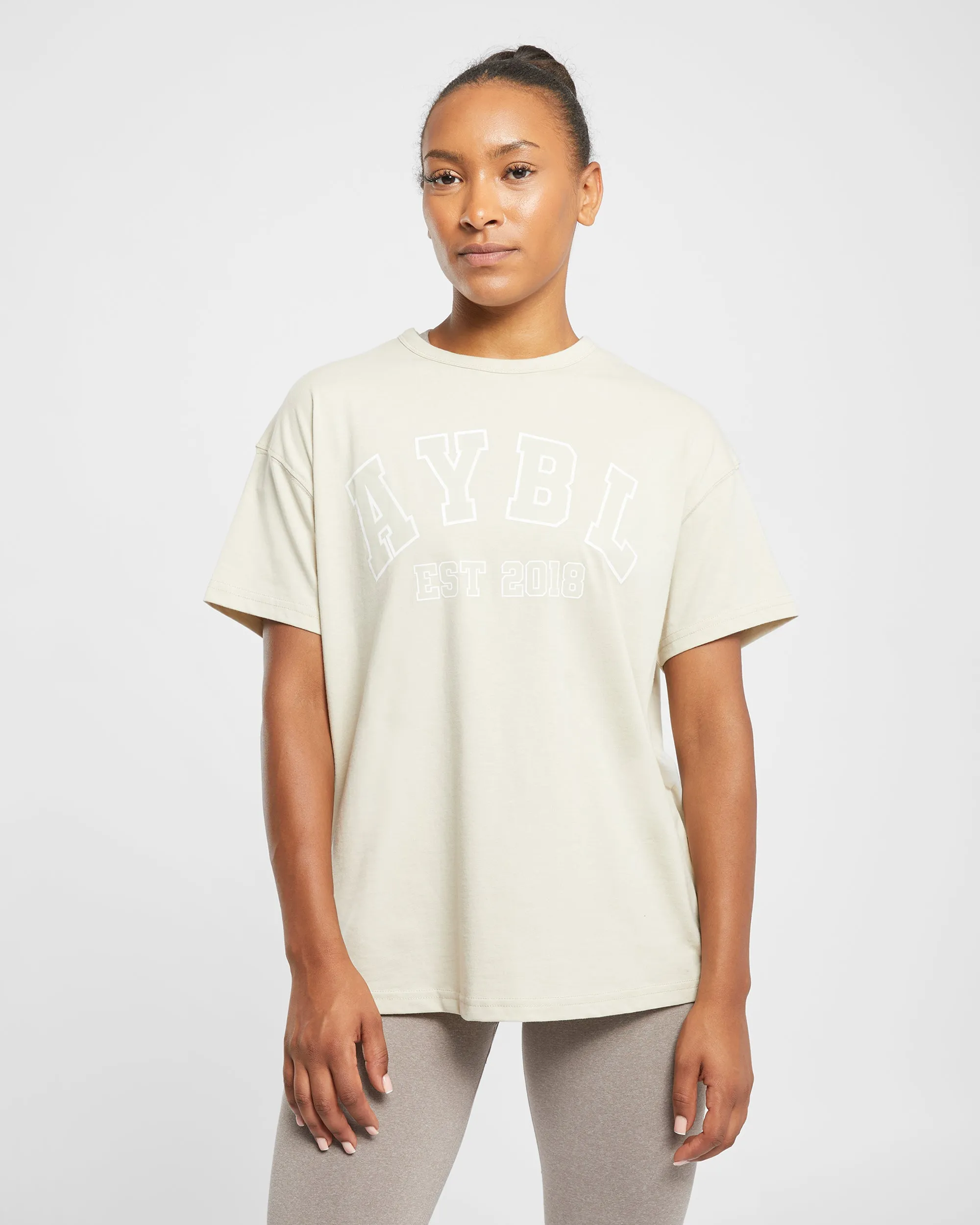 Varsity Oversized T Shirt - Beige sold by AYBL