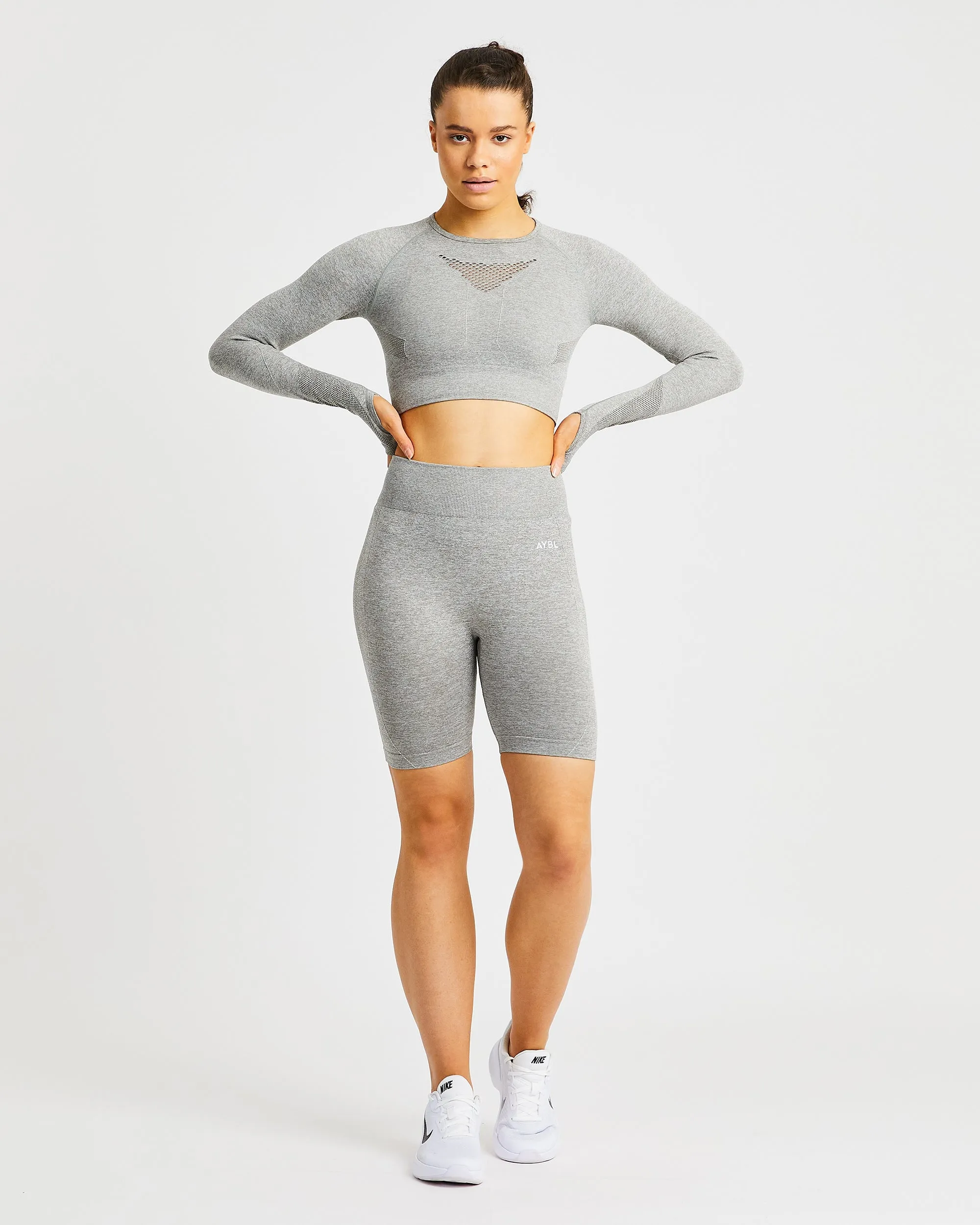 Motion Seamless Long Sleeve Crop Top - Khaki sold by AYBL product image thumbnail 3