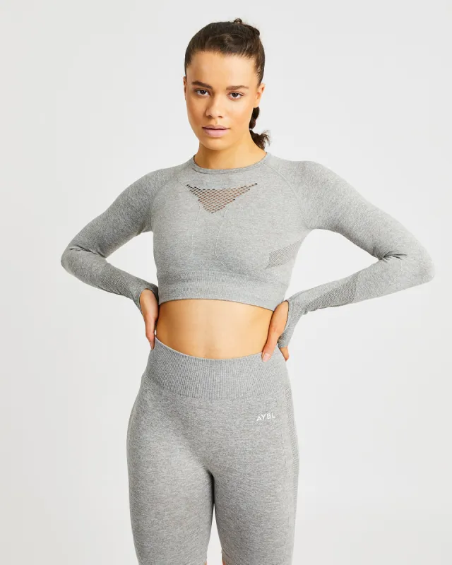 Motion Seamless Long Sleeve Crop Top - Khaki sold by AYBL