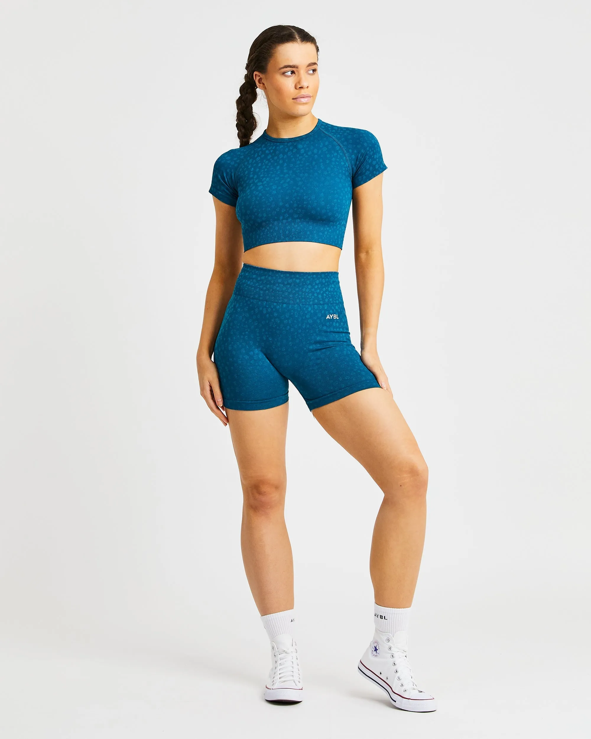 Evolve Speckle Seamless Crop Vest - Teal sold by AYBL product image thumbnail 5