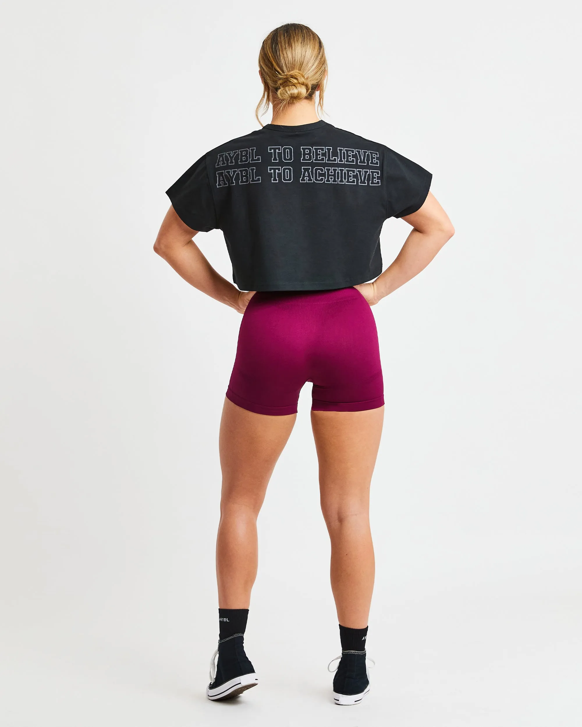 Slogan Oversized Crop T Shirt - Black sold by AYBL product image thumbnail 4