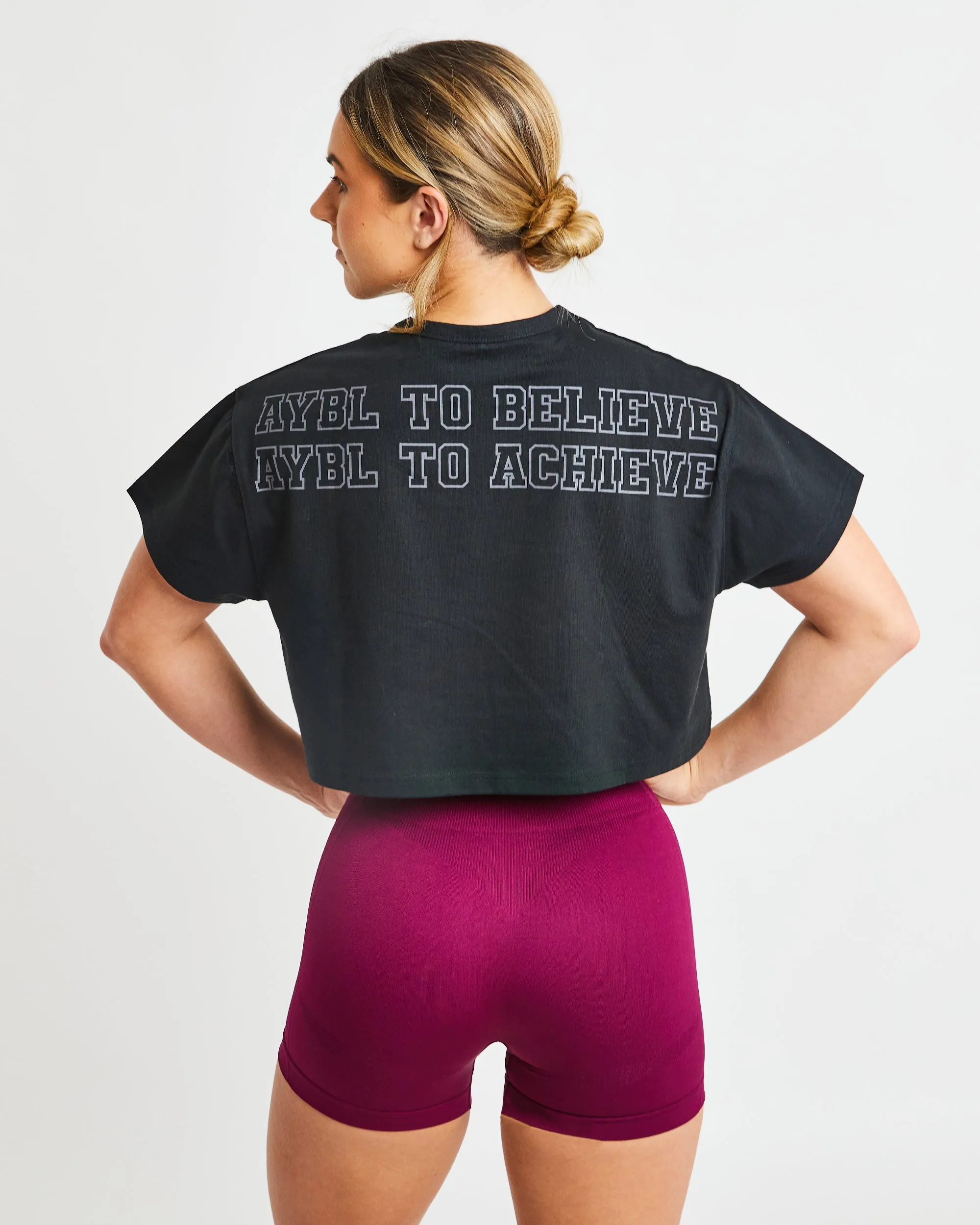 Slogan Oversized Crop T Shirt - Black sold by AYBL