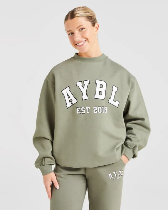 Varsity Graphic Oversized Sweatshirt - Muted Olive sold by AYBL