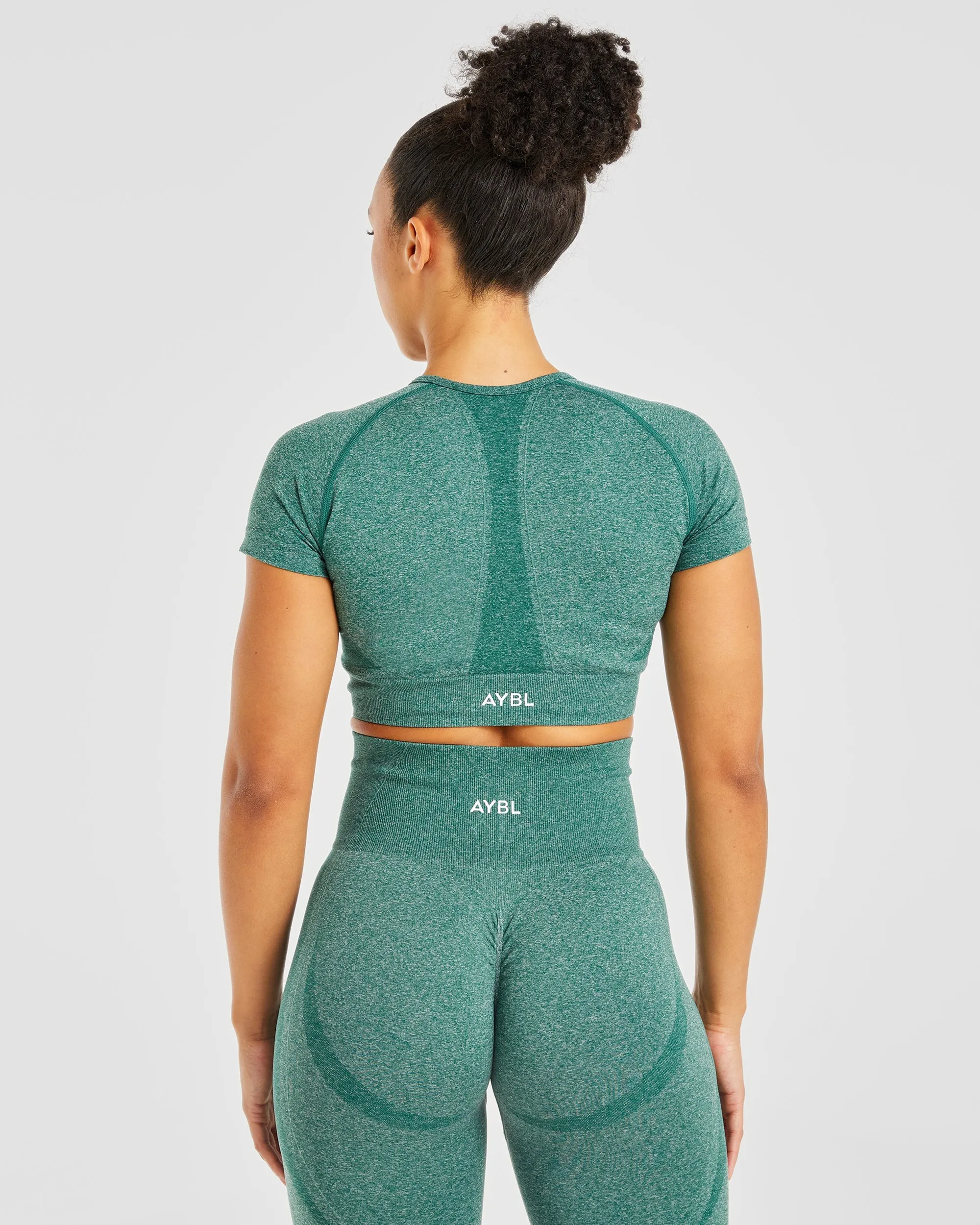 Empower Seamless Crop Top - Forest Green Marl sold by AYBL product image thumbnail 2