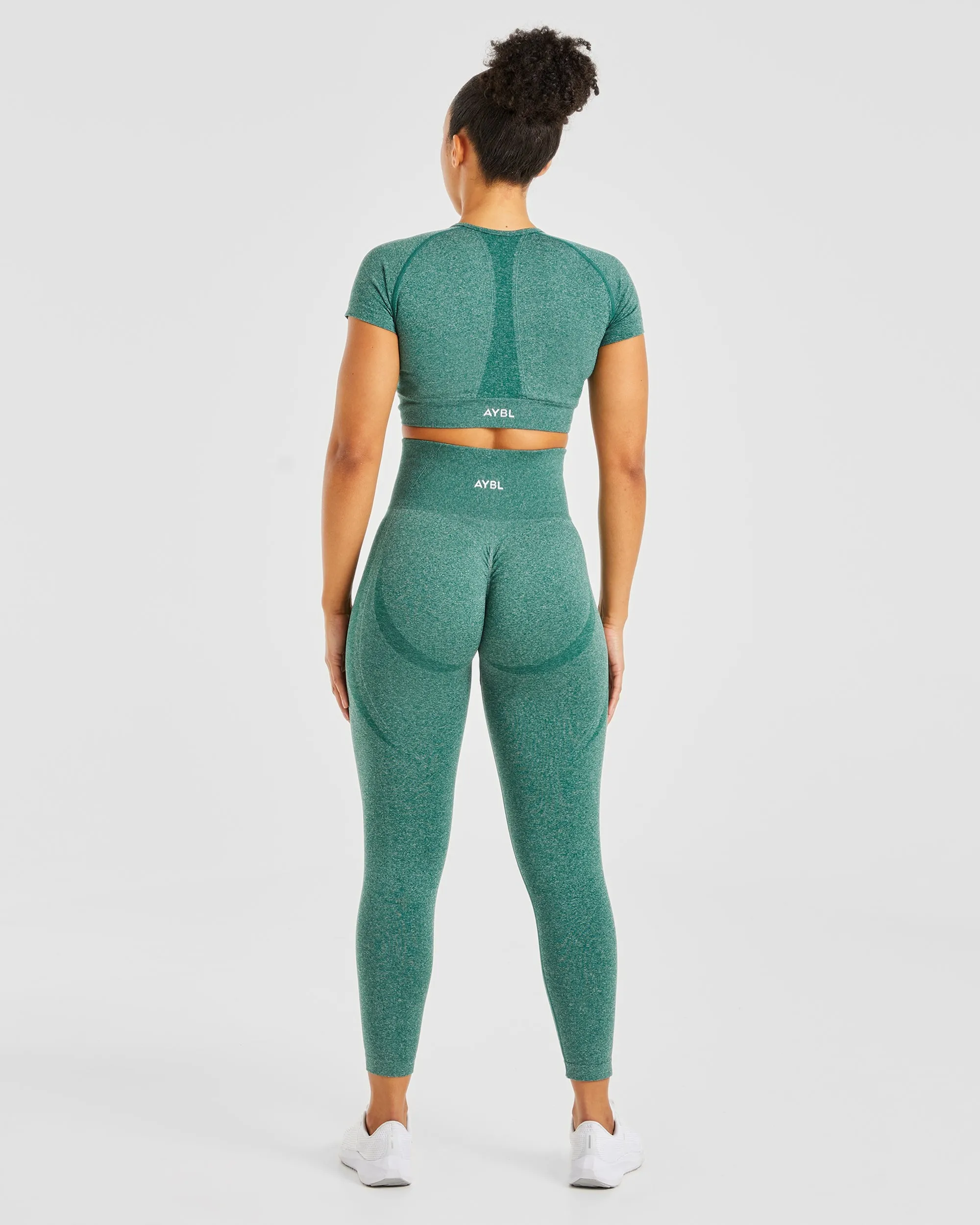 Empower Seamless Crop Top - Forest Green Marl sold by AYBL product image thumbnail 4
