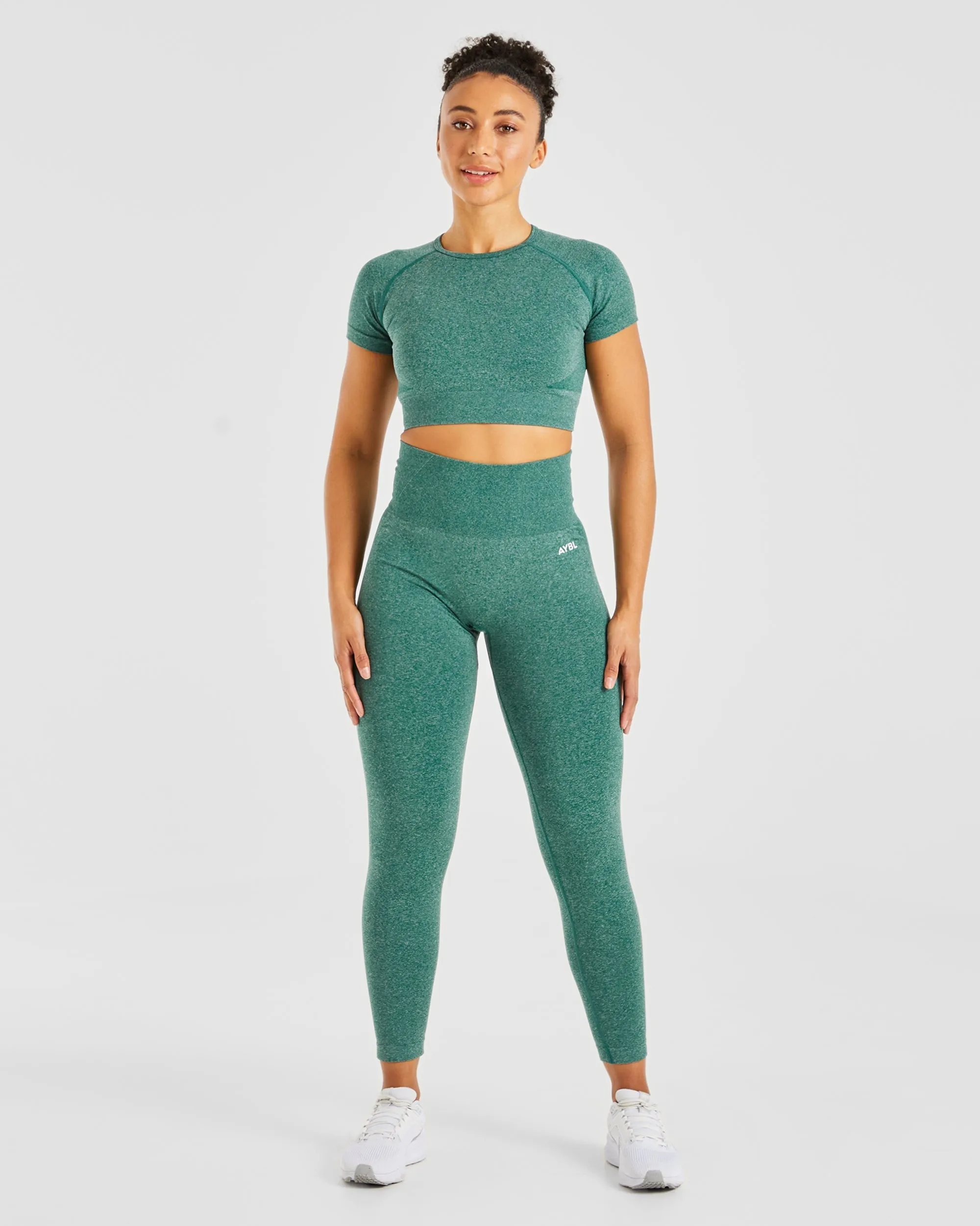 Empower Seamless Crop Top - Forest Green Marl sold by AYBL product image thumbnail 3