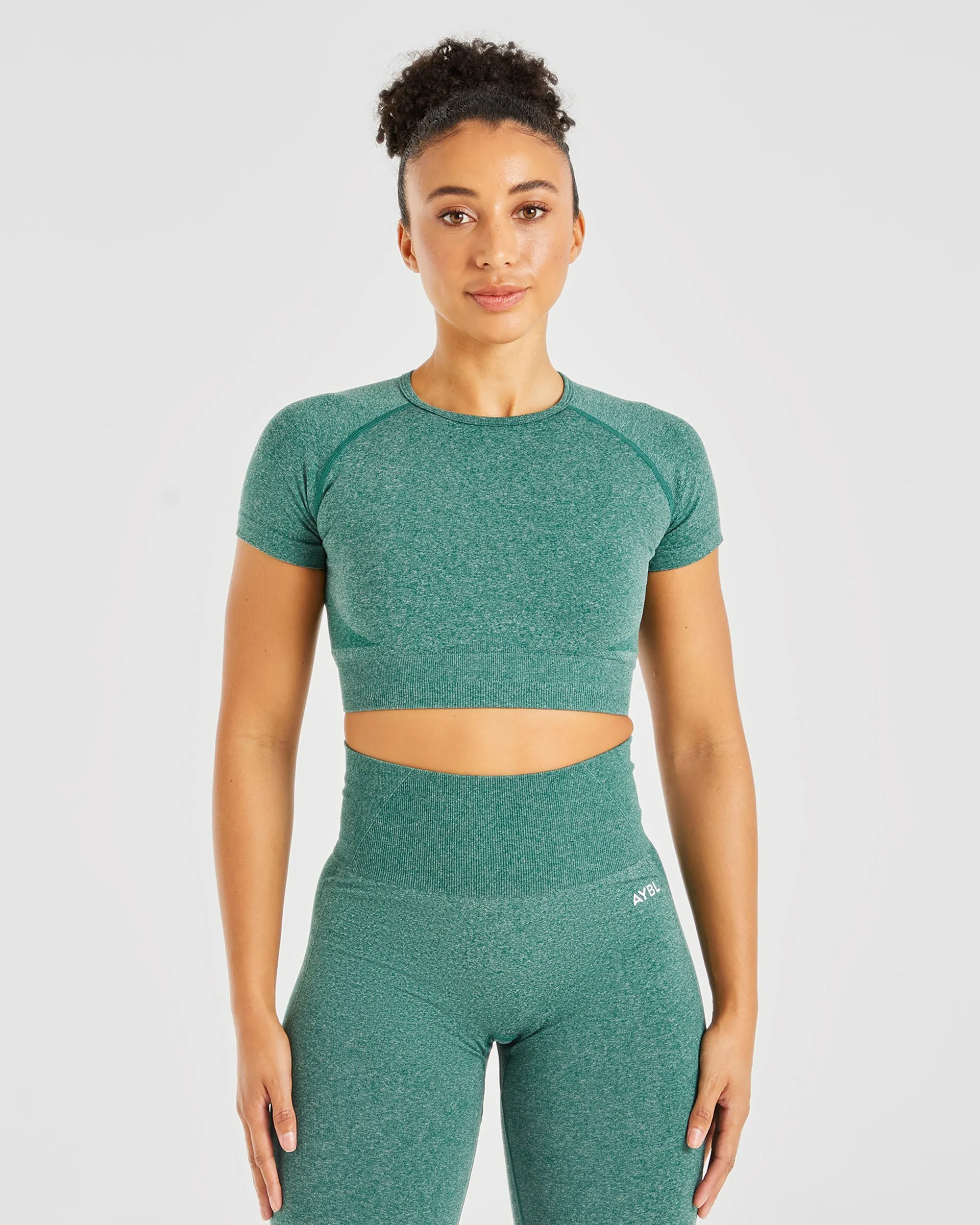 Empower Seamless Crop Top - Forest Green Marl sold by AYBL