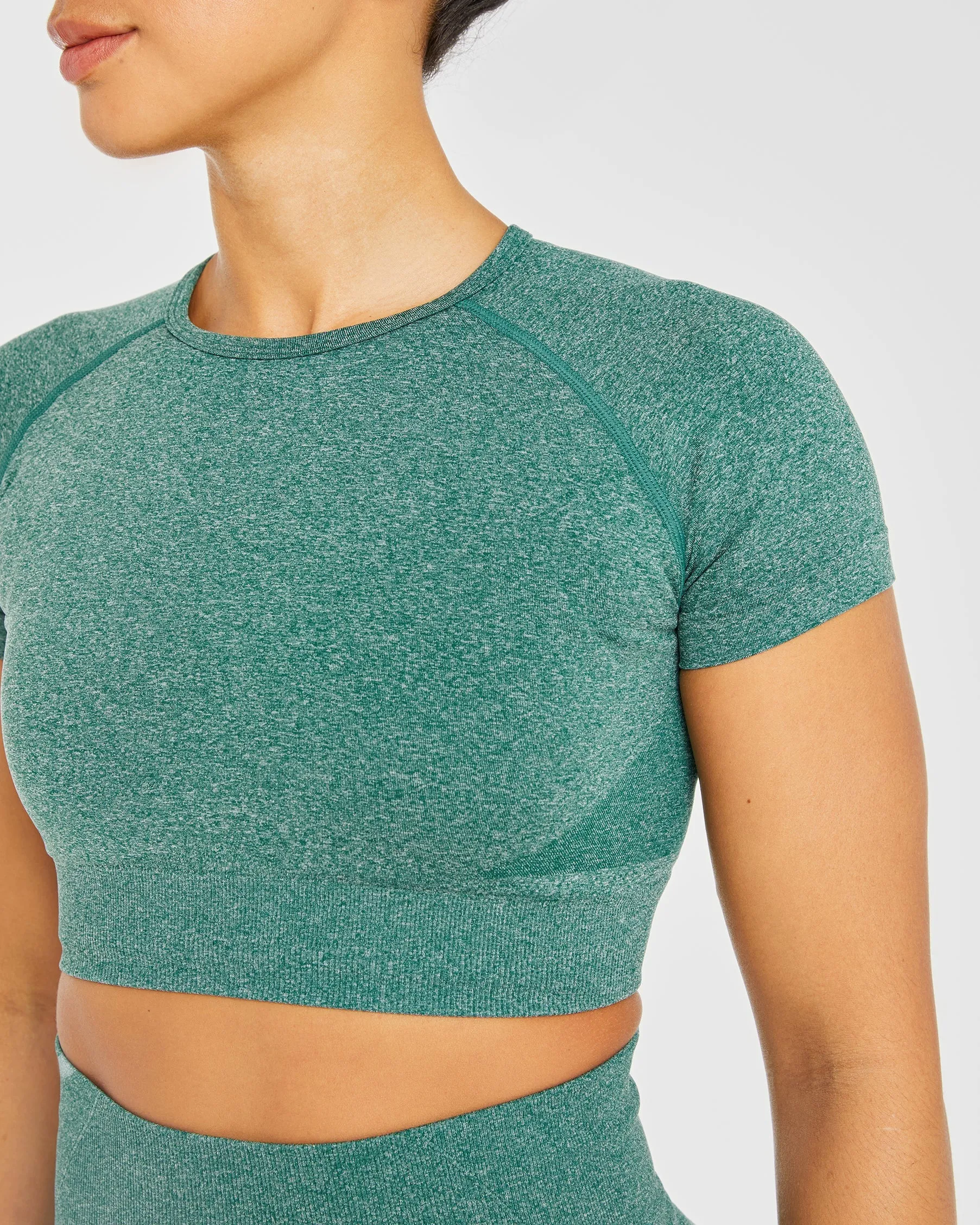 Empower Seamless Crop Top - Forest Green Marl sold by AYBL product image thumbnail 5