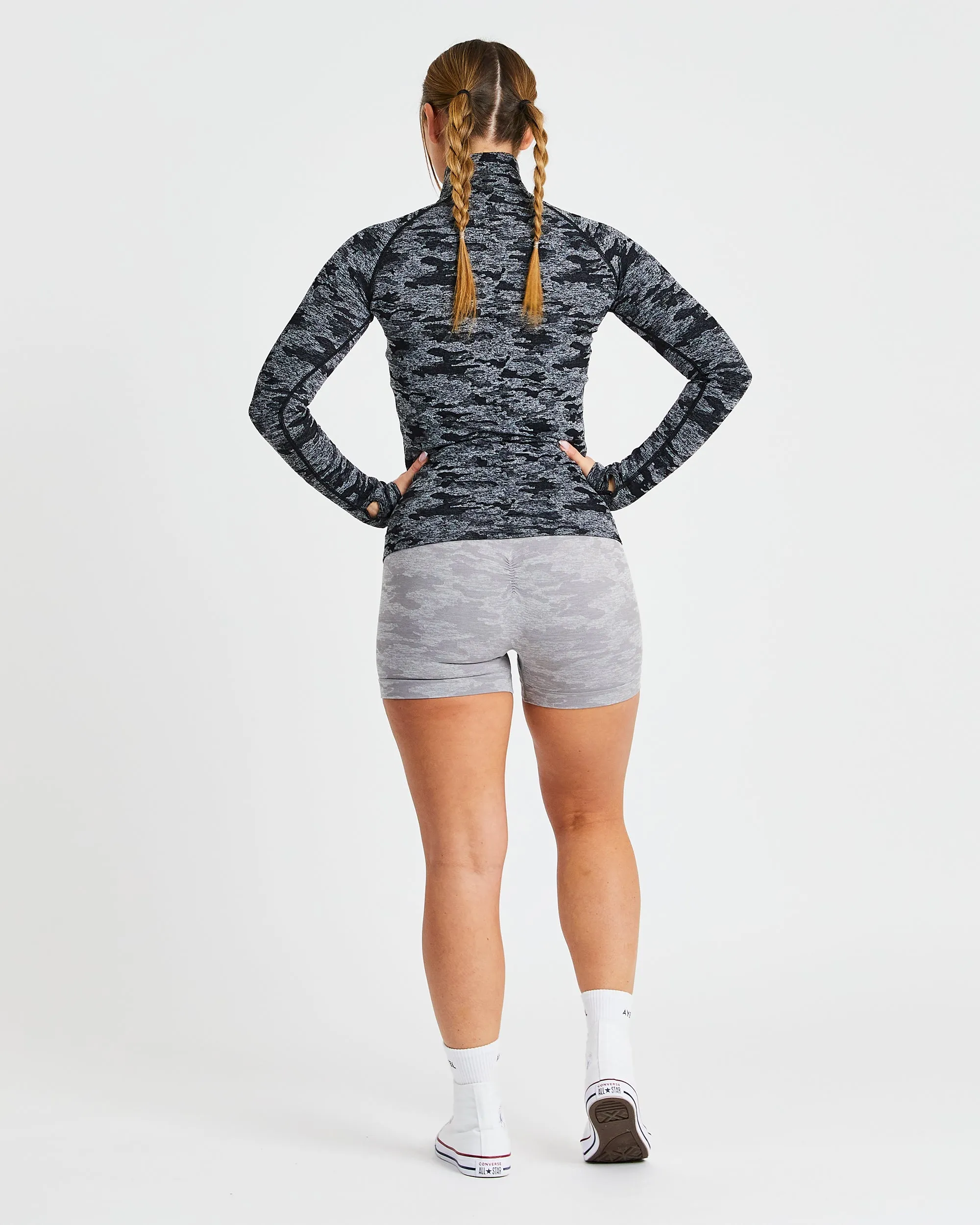 Evolve Camo Seamless 1/2 Zip Pullover - Black sold by AYBL product image thumbnail 4