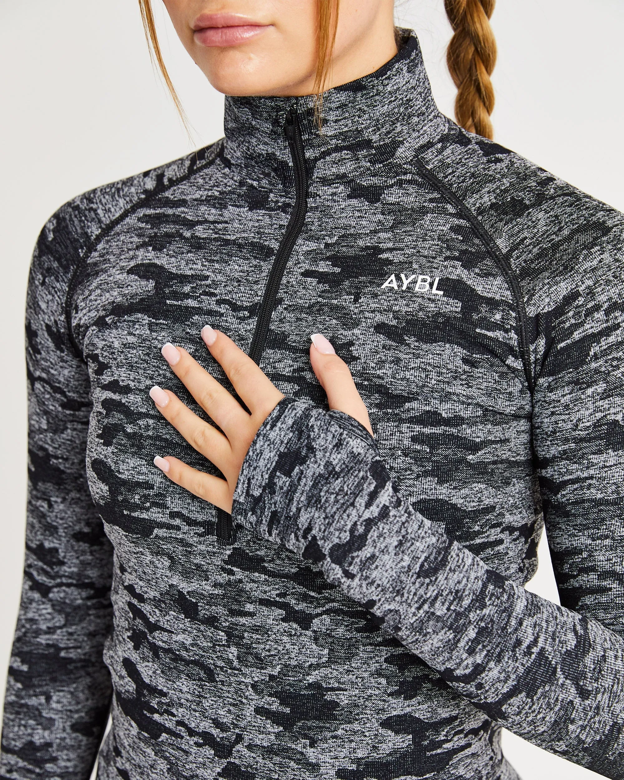 Evolve Camo Seamless 1/2 Zip Pullover - Black sold by AYBL product image thumbnail 5