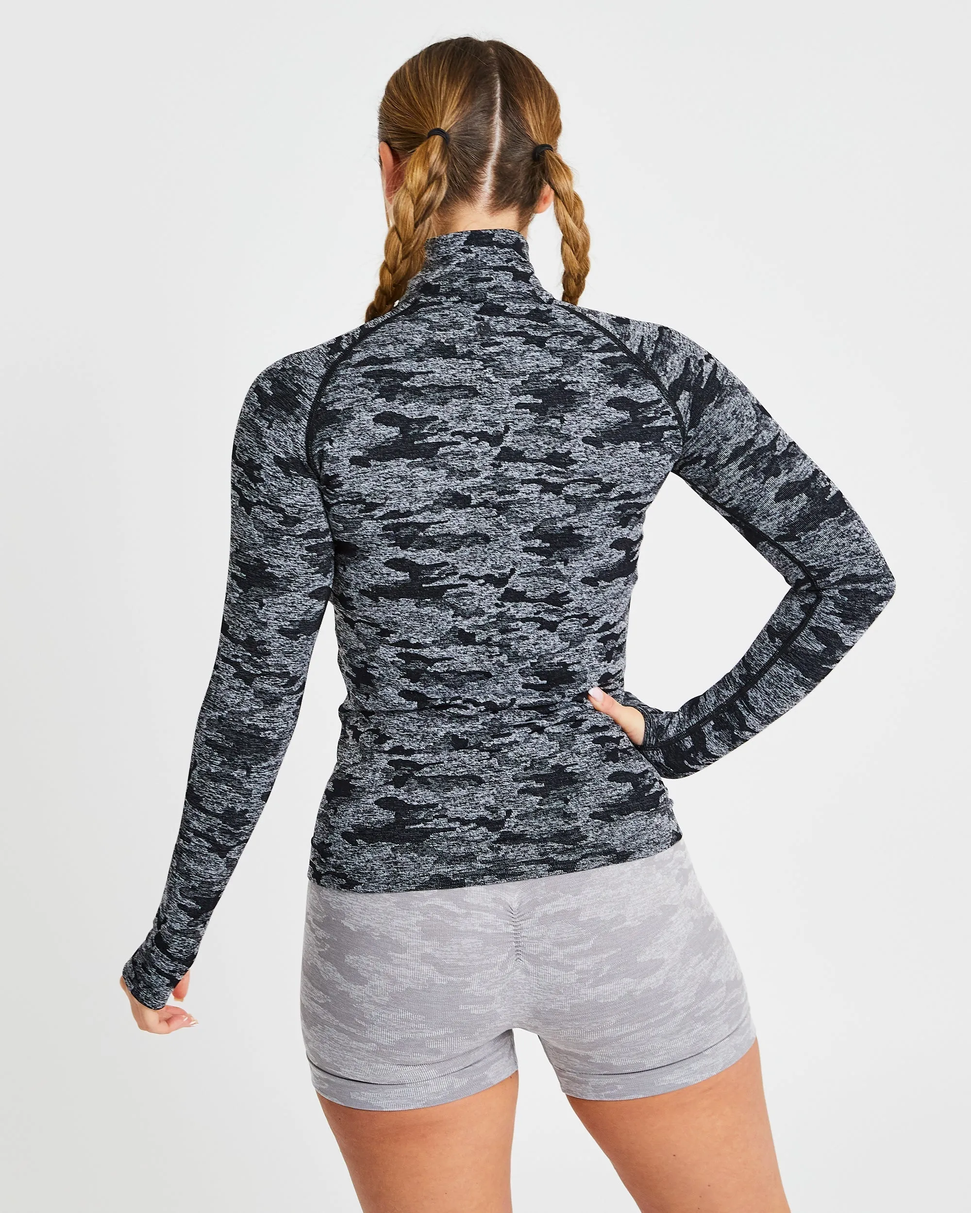 Evolve Camo Seamless 1/2 Zip Pullover - Black sold by AYBL product image thumbnail 2