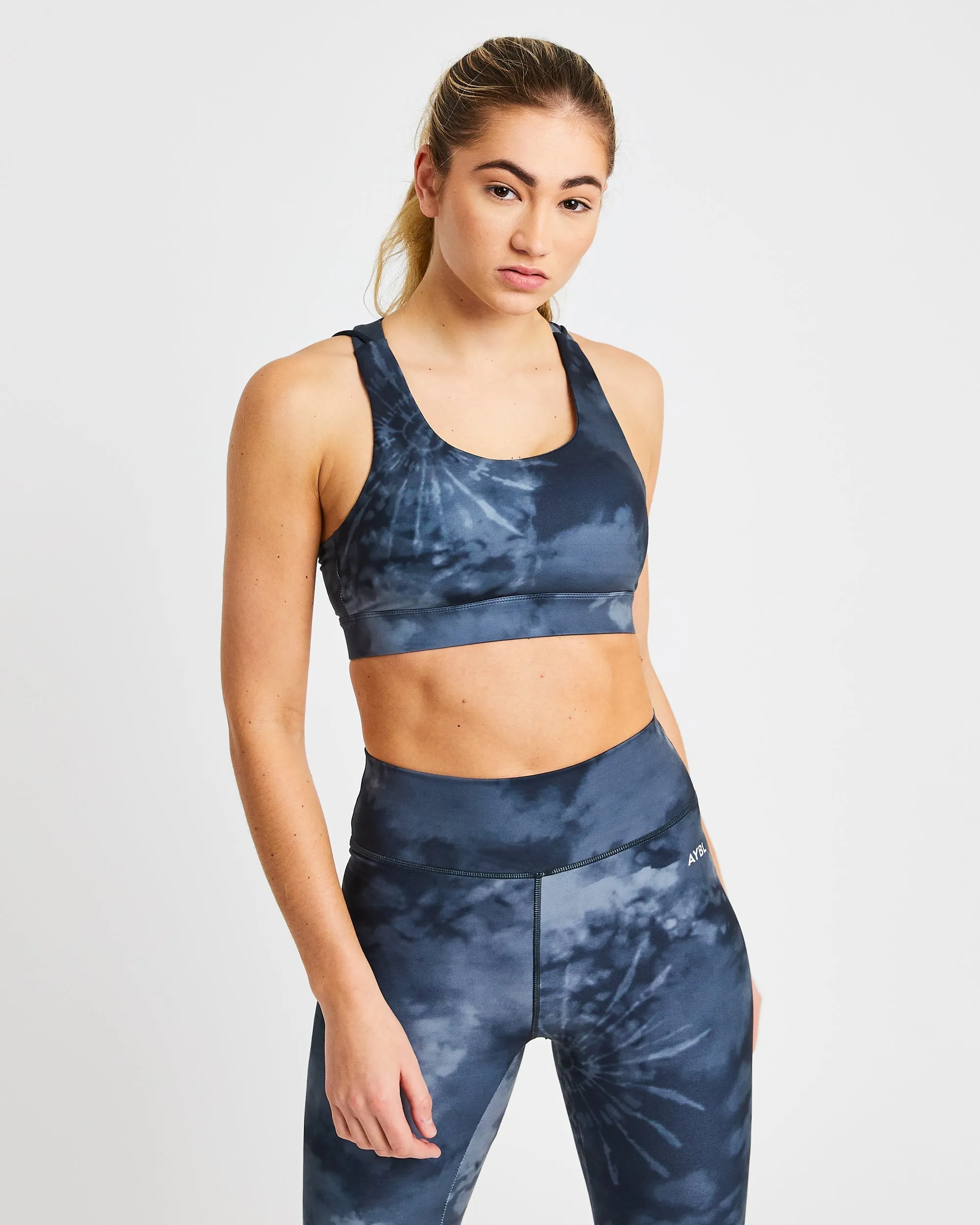 Core Sports Bra - Black Tie Dye sold by AYBL