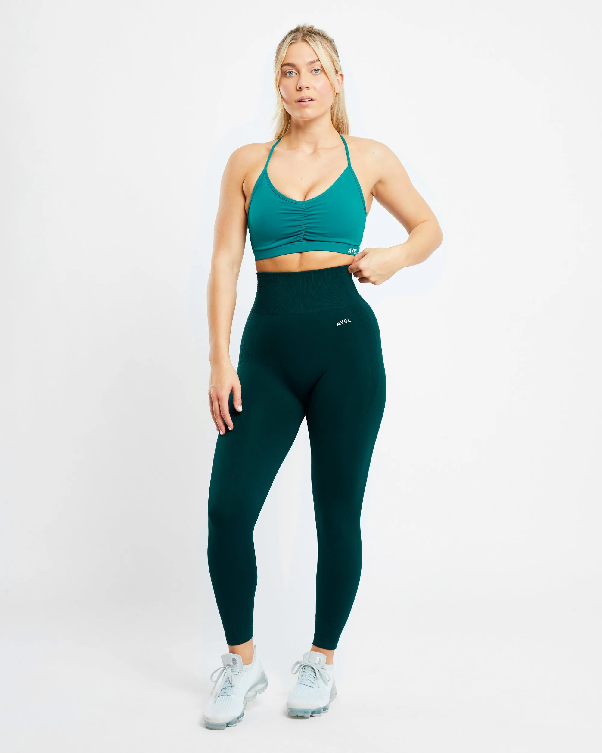 Essential Ruched Sports Bra - Teal sold by AYBL product image thumbnail 3