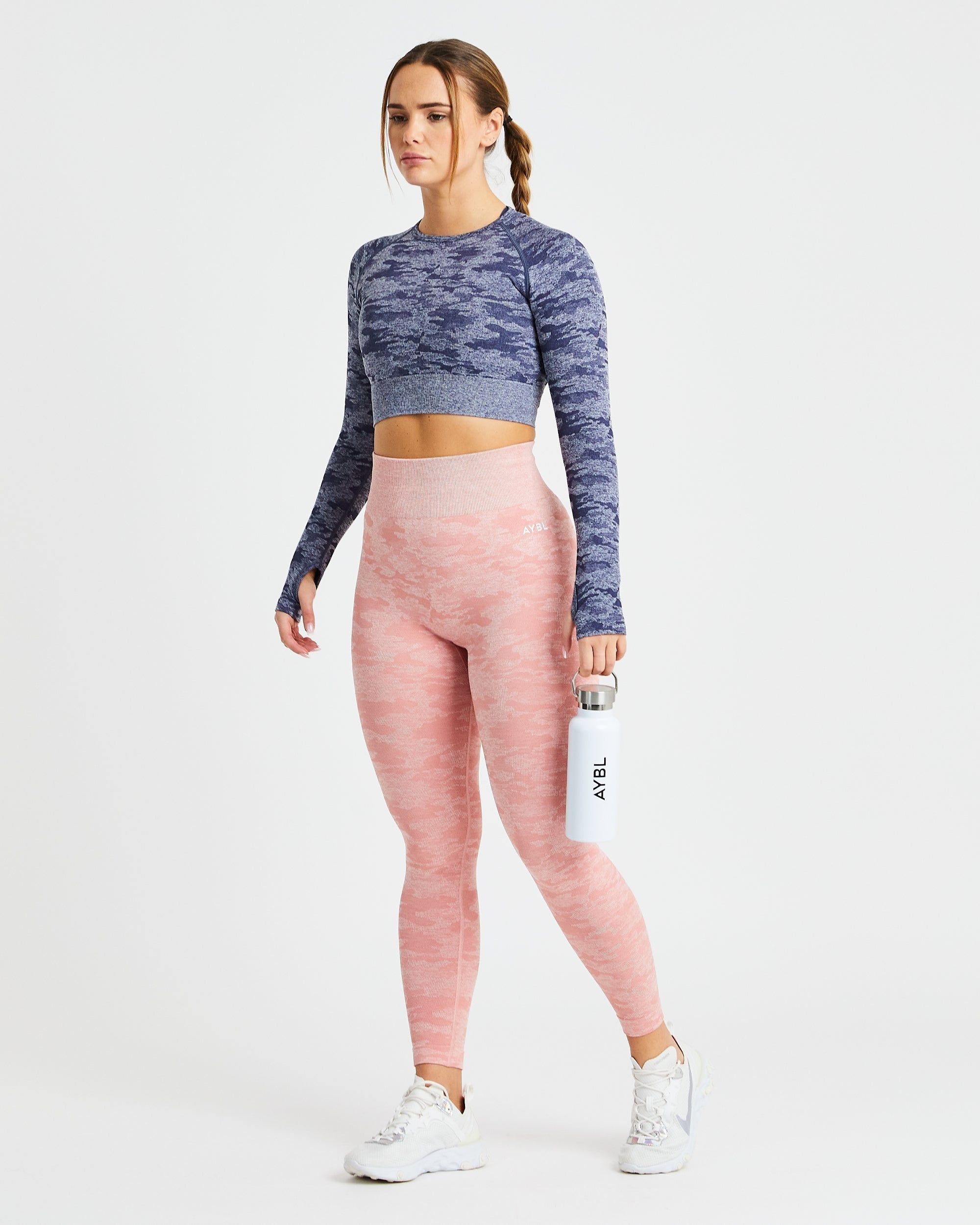 Evolve Camo Seamless Long Sleeve Crop Top - Navy sold by AYBL product image thumbnail 5